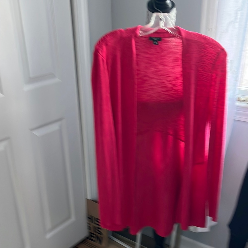 Pink Lightweight Cardigan Sweater with Open Front